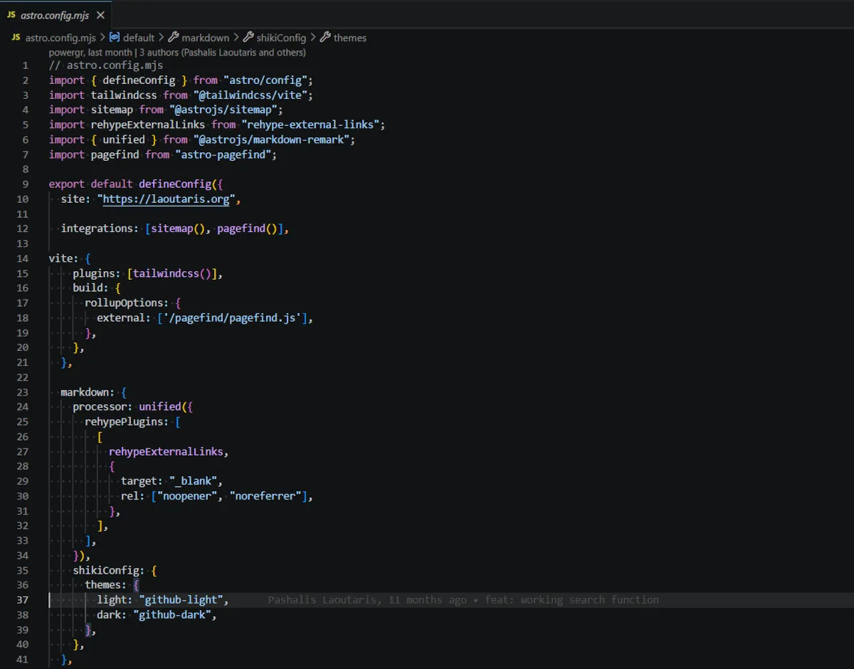 Astro Configuration Code