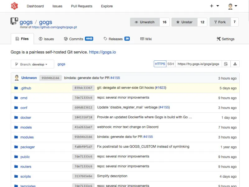 Gogs UI Screenshot