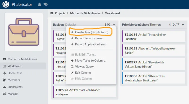 Phabricator Workboard