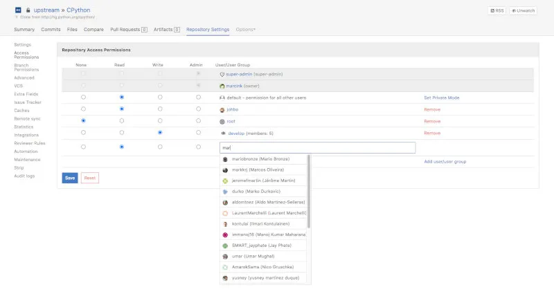 RhodeCode Permissions