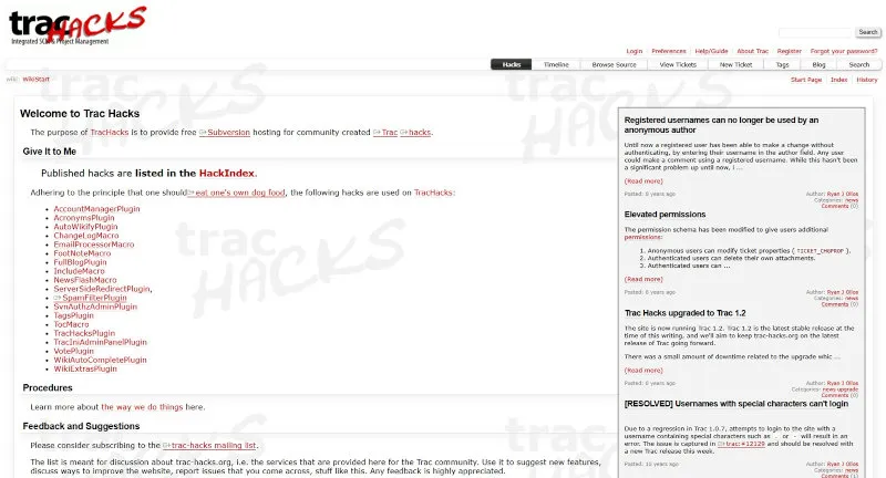 Trac Hacks Screenshot