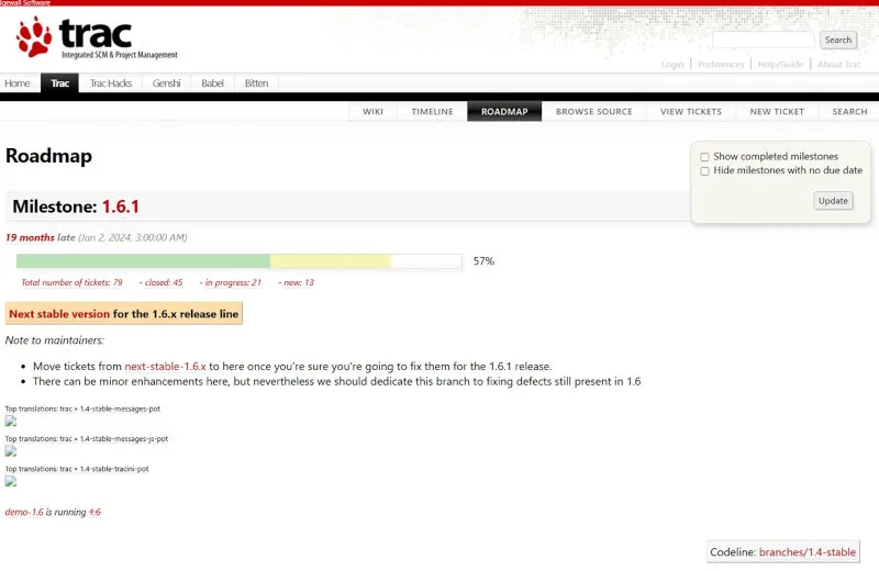 Trac Roadmap Screenshot