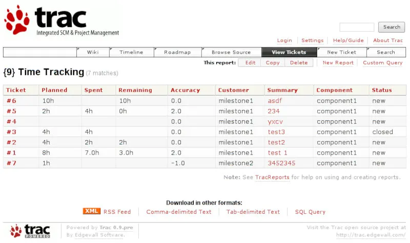 Trac Time Tracking Screenshot