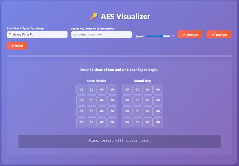 Screenshot of the Interactive Cryptography Visualizer project