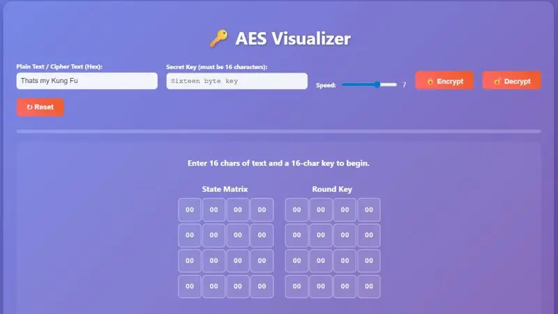 Screenshot of the Interactive Cryptography Visualizer project